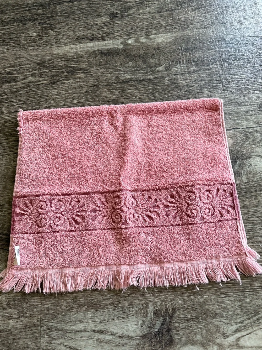 Vintage Cannon MonticelloPink Decorative Fringe Hand Towel Retro 70’s